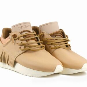 Esse Ut Esse Tan Leather Sneakers with Fringe Detail